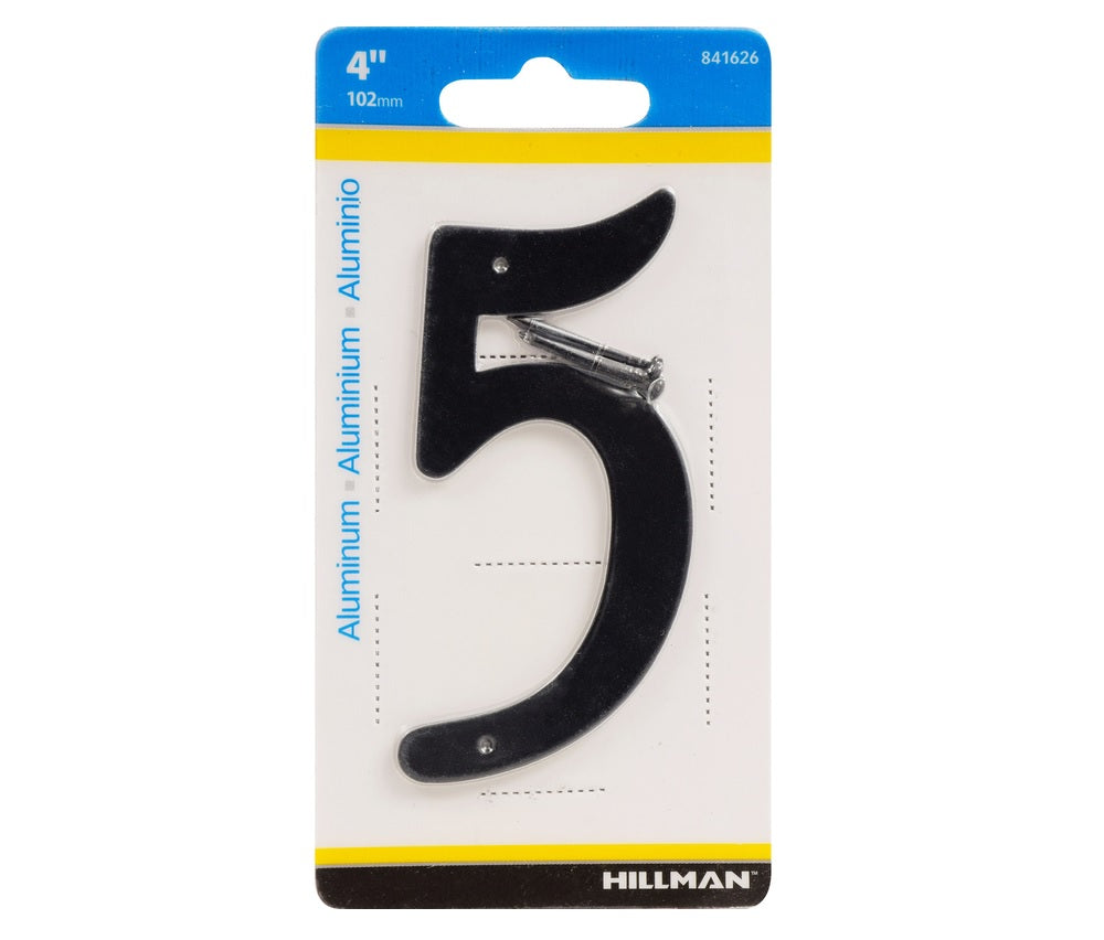 Hillman 841626 Aluminum Nail-On Number, Black, 1 pc