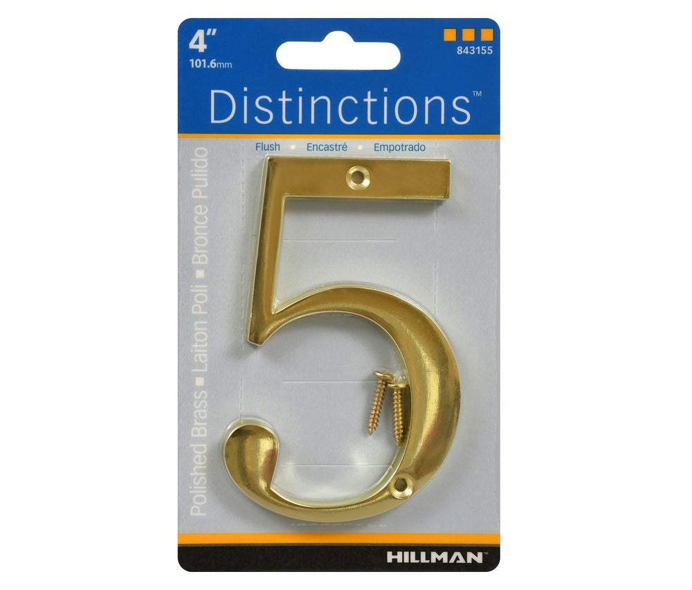 Hillman 843155 Brass Screw-On Number, Gold , 1 pc