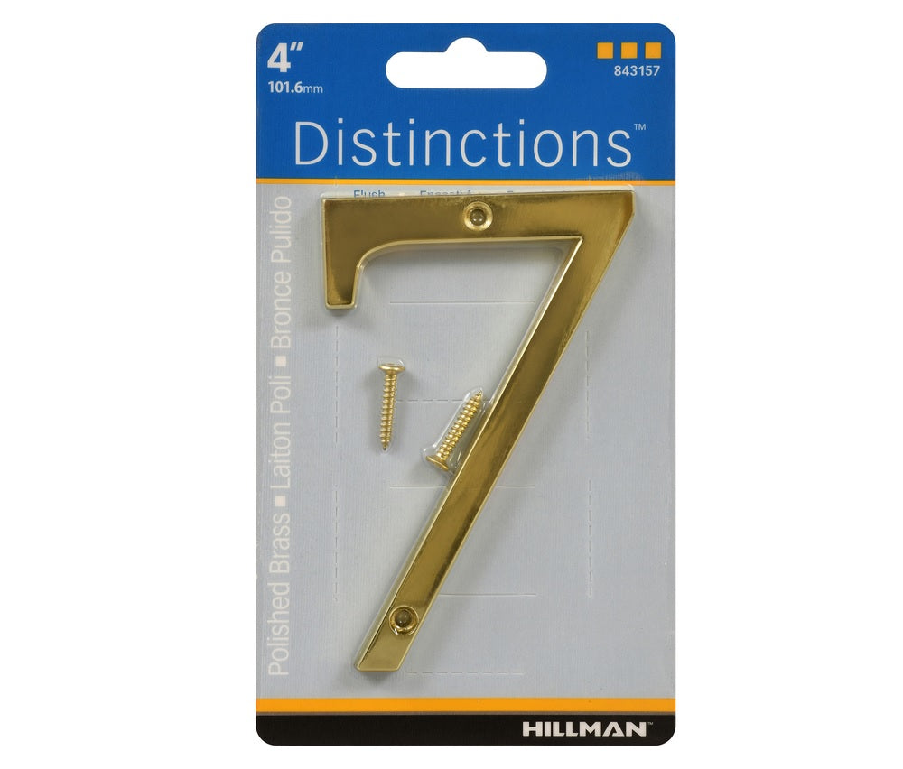 Hillman 843157 Brass Screw-On Number, 4", Gold, 1 pc