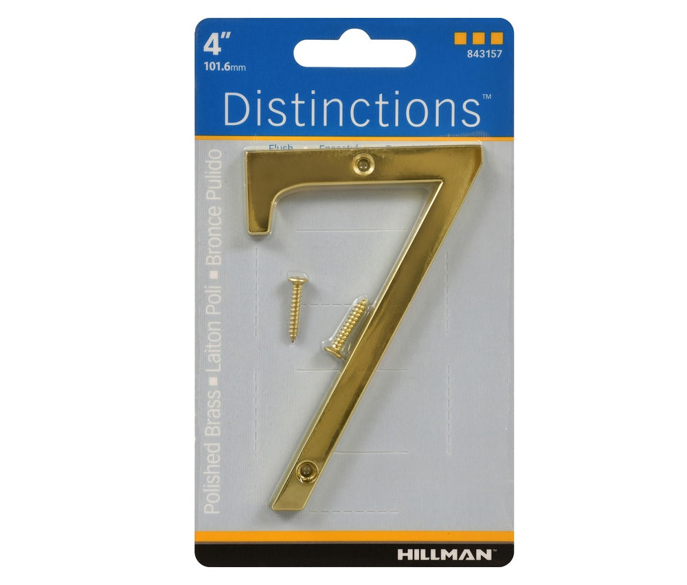 Hillman 843157 Brass Screw-On Number, 4", Gold, 1 pc