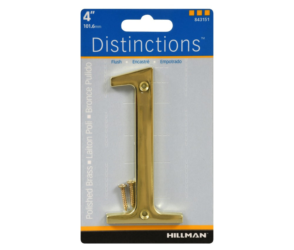 Hillman 843151 Brass Screw-On Number, 4", Gold, 1 pc