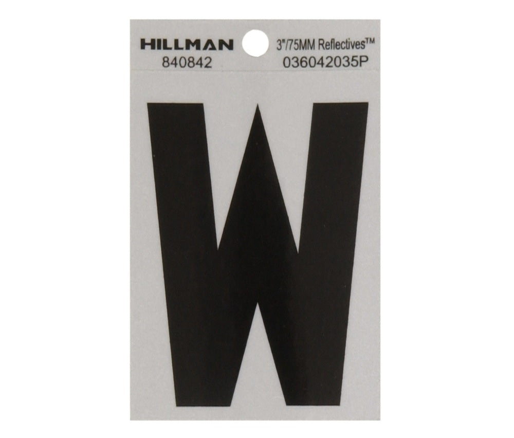 Hillman 840842 Reflective Mylar Self-Adhesive Letter, Black, 1 pc.