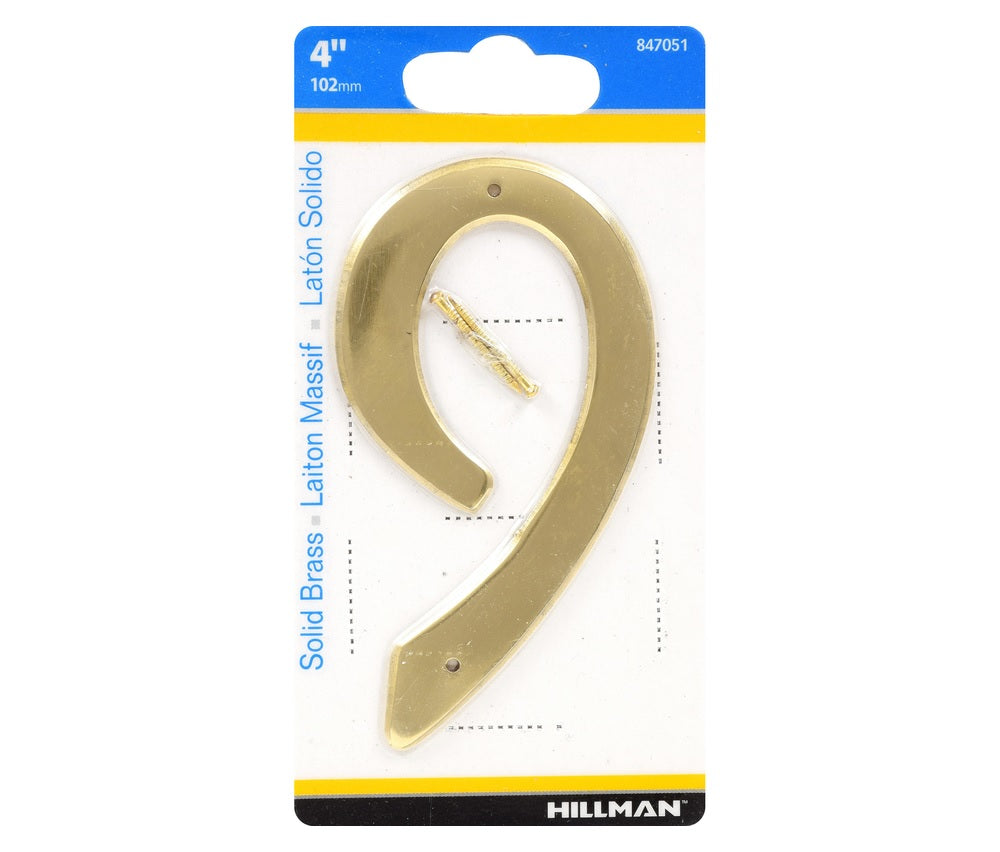 Hillman 847051 Brass Nail-On Number, Gold, 1 pc