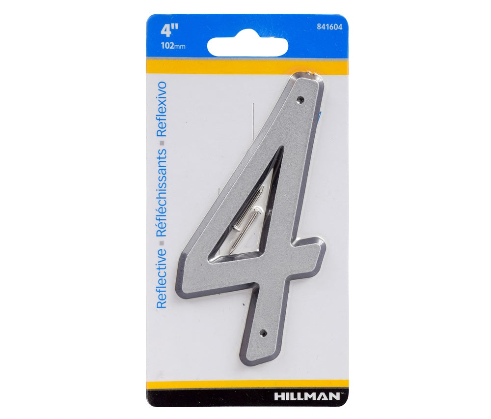 Hillman 841604 Reflective Plastic Nail-On Number, Silver, 1 pc.