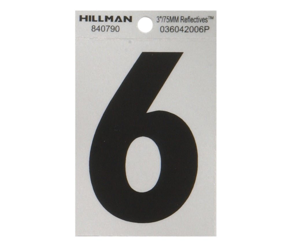 Hillman 840790 Reflective Mylar Self-Adhesive Number, Black, 1 pc.