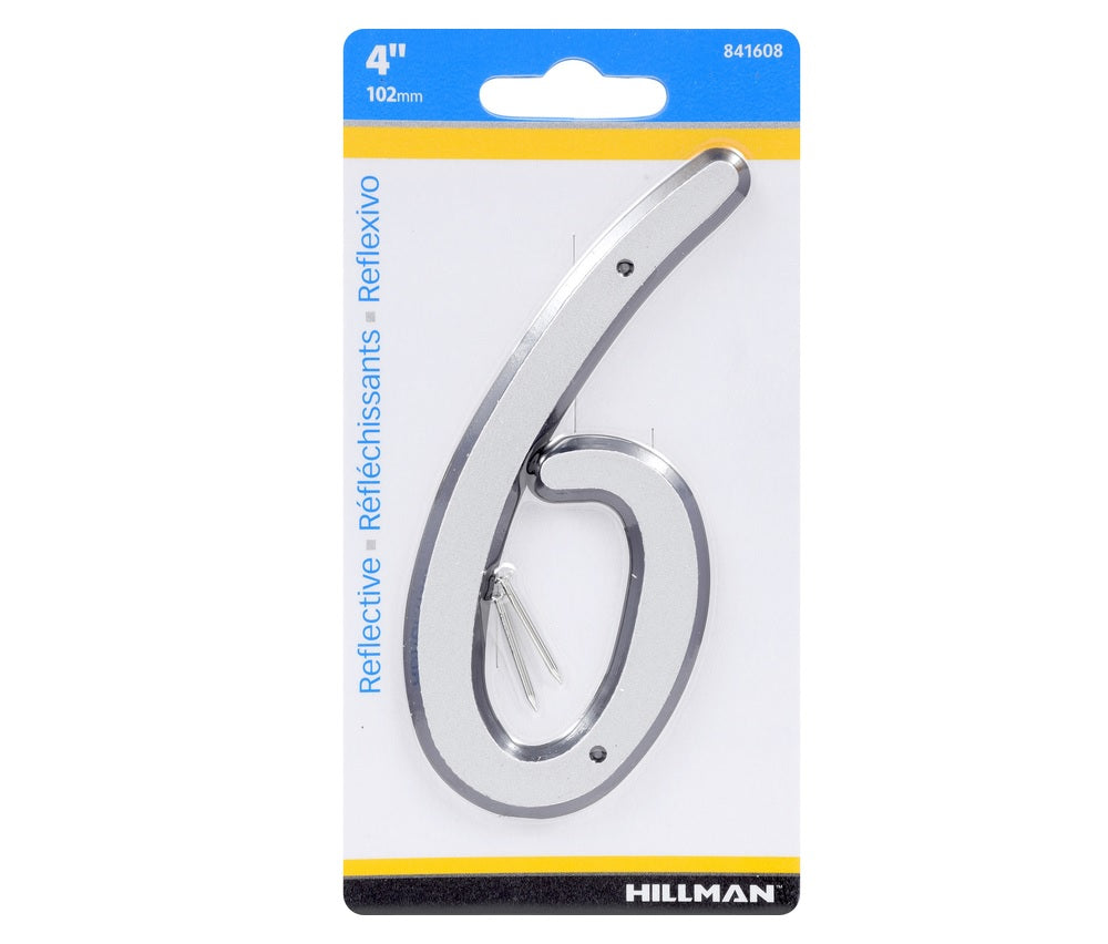 Hillman 841608 Reflective Plastic Nail-On Number, Silver, 1 pc.