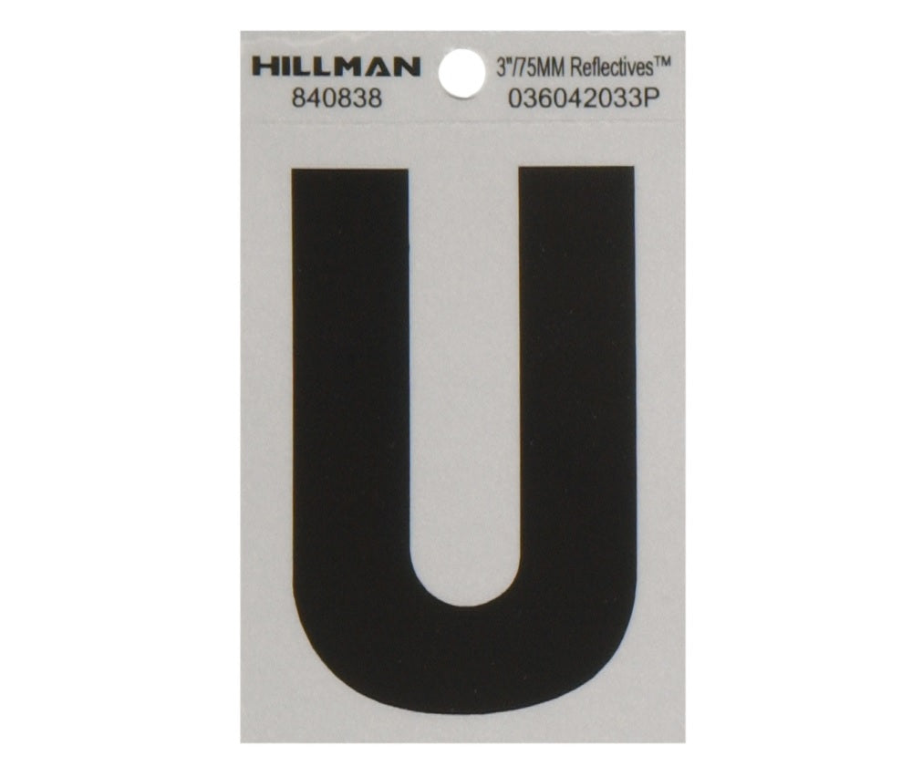 Hillman 840838 Reflective Mylar Self-Adhesive Letter, Black, 1 pc
