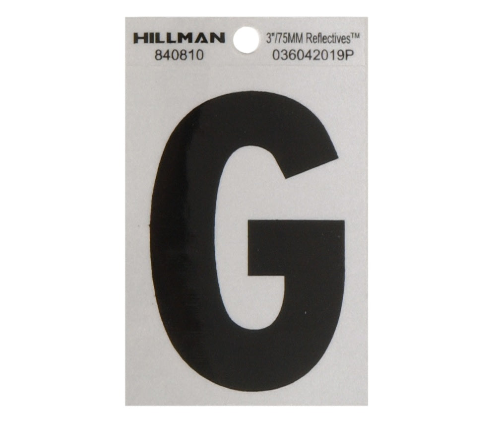Hillman 840810 Reflective Mylar Self-Adhesive Letter, Black, 1 pc