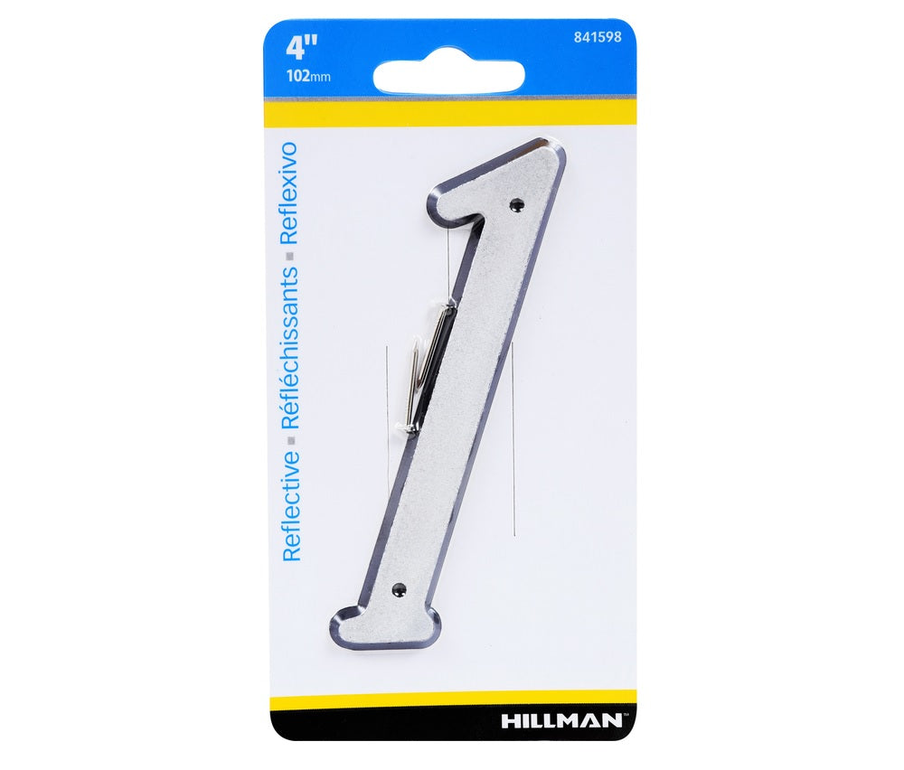 Hillman 841598 Reflective Plastic Nail-On Number, Silver, 1 pc