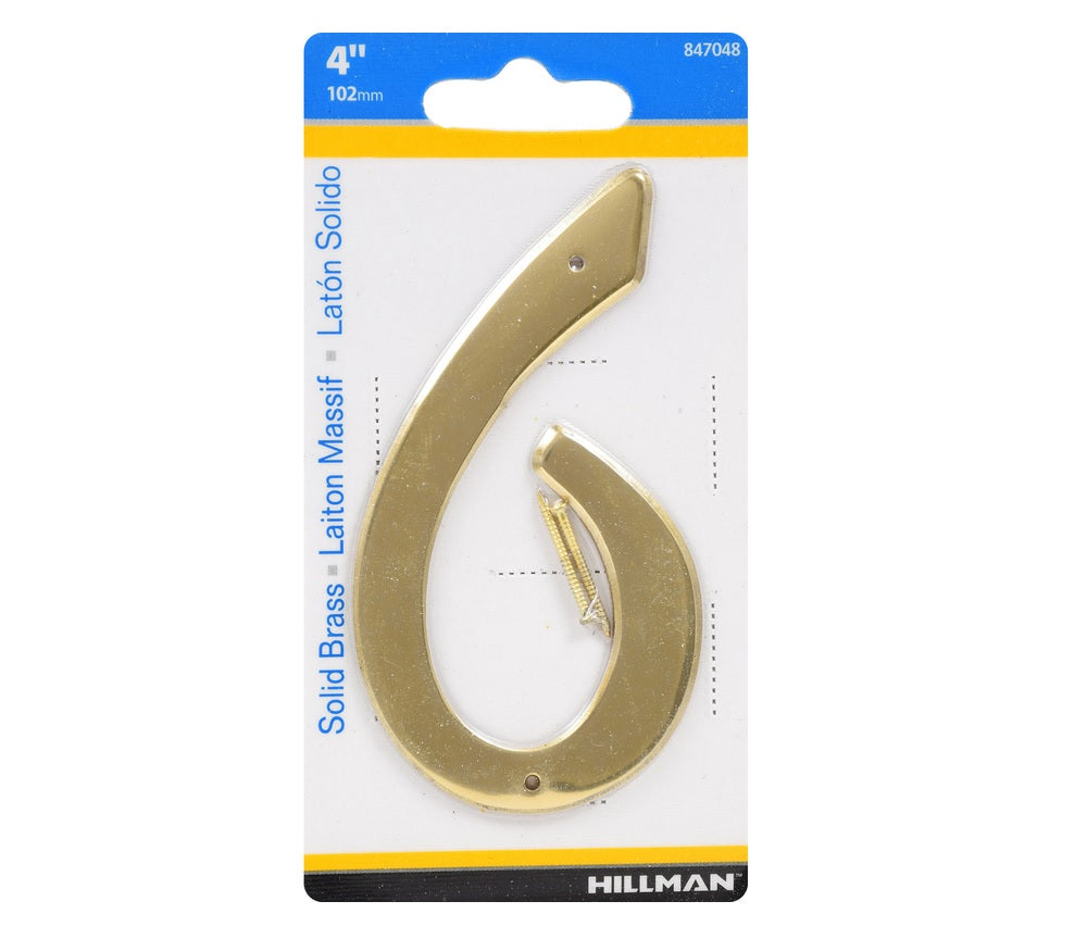 Hillman 847048 Brass Nail-On Number, Gold, 1 pc