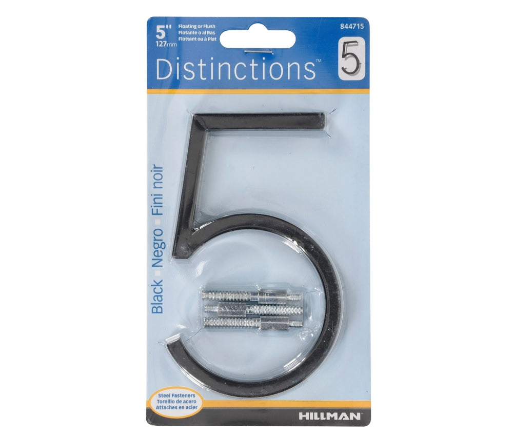 Hillman 844715 Metal Screw-On Number, 5", Black, 1 pc