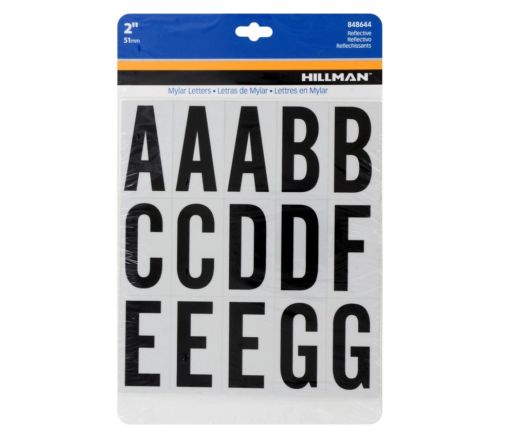 Hillman 848644 Reflective Self-Adhesive Letter Set, Black, 63 pc