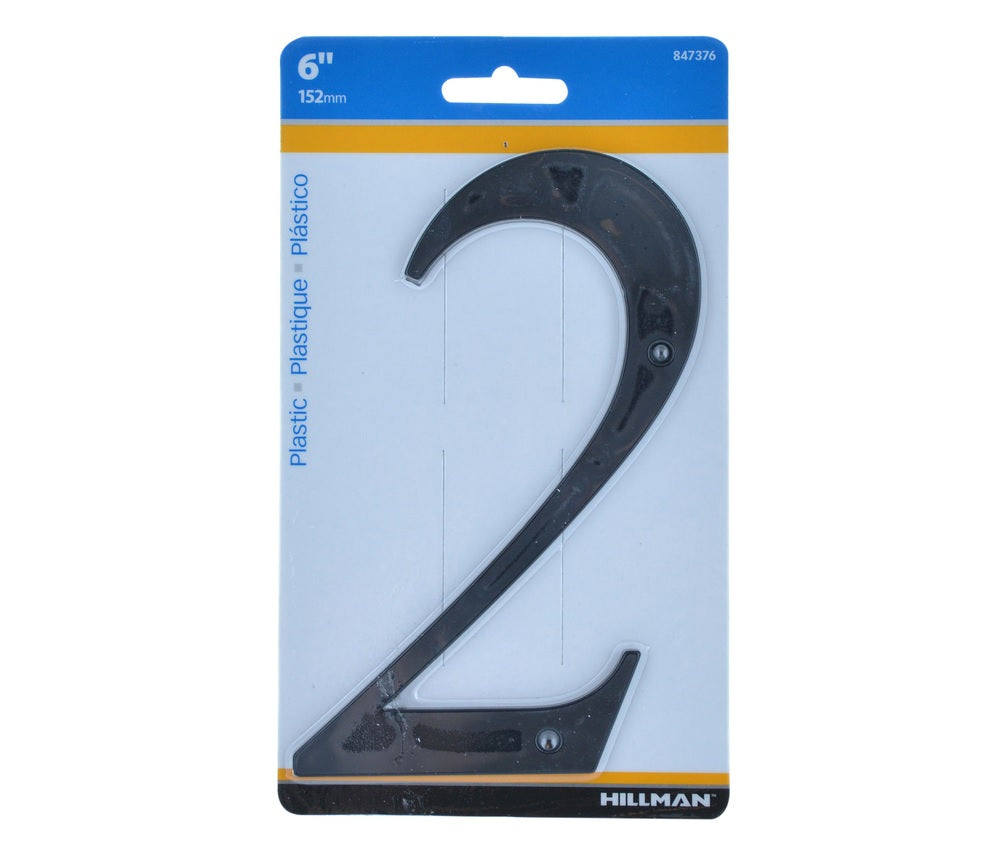 Hillman 847376 Plastic Nail-On Number, 6", Black, 1 pc.