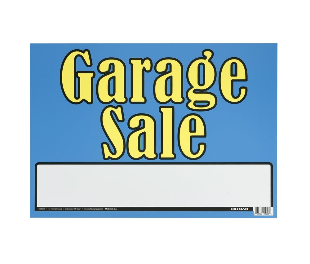 Hillman 842584 English Garage Sale Sign, 10" x 14", Blue