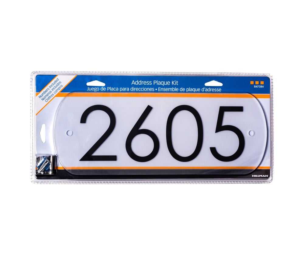 Hillman 847384 Plastic Rectangle Modern Address Kit, White