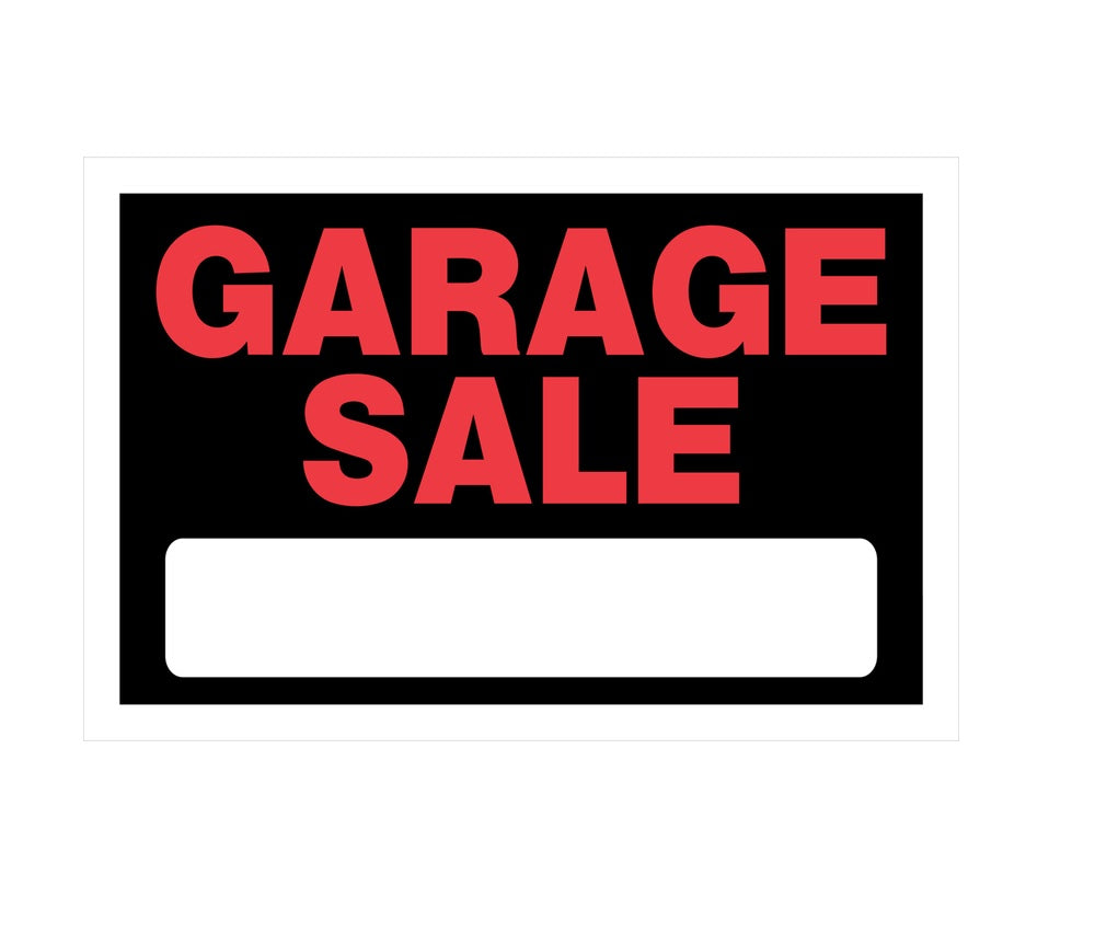 Hillman 839946 English Garage Sale Sign, 8" x 12", Black