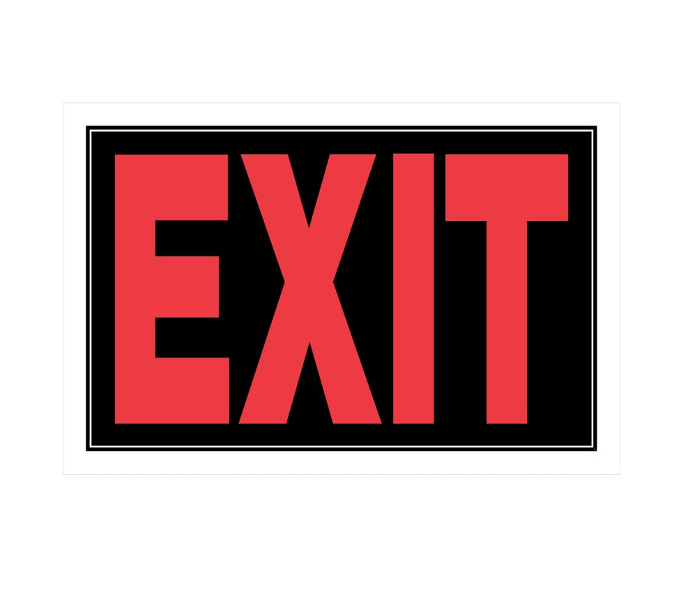 Hillman 839892 English Exit Sign, 8" x 12", Black