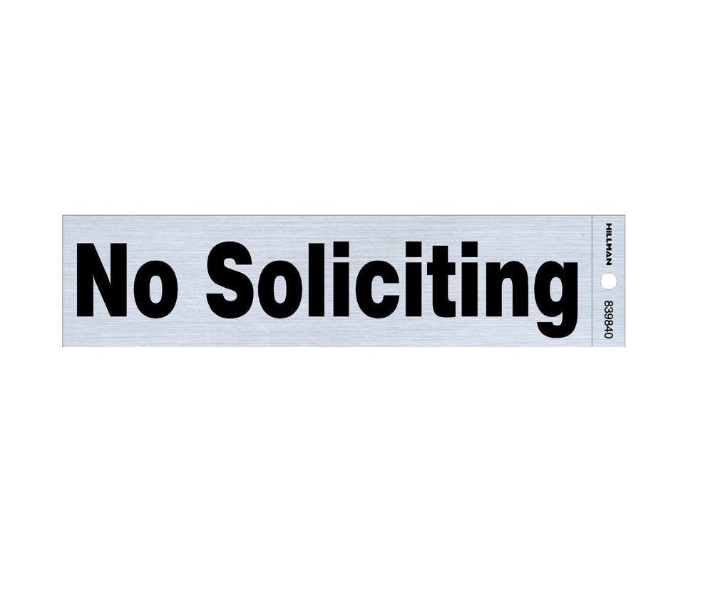 Hillman 839840 English No Soliciting Decal, 2" x 8", Silver