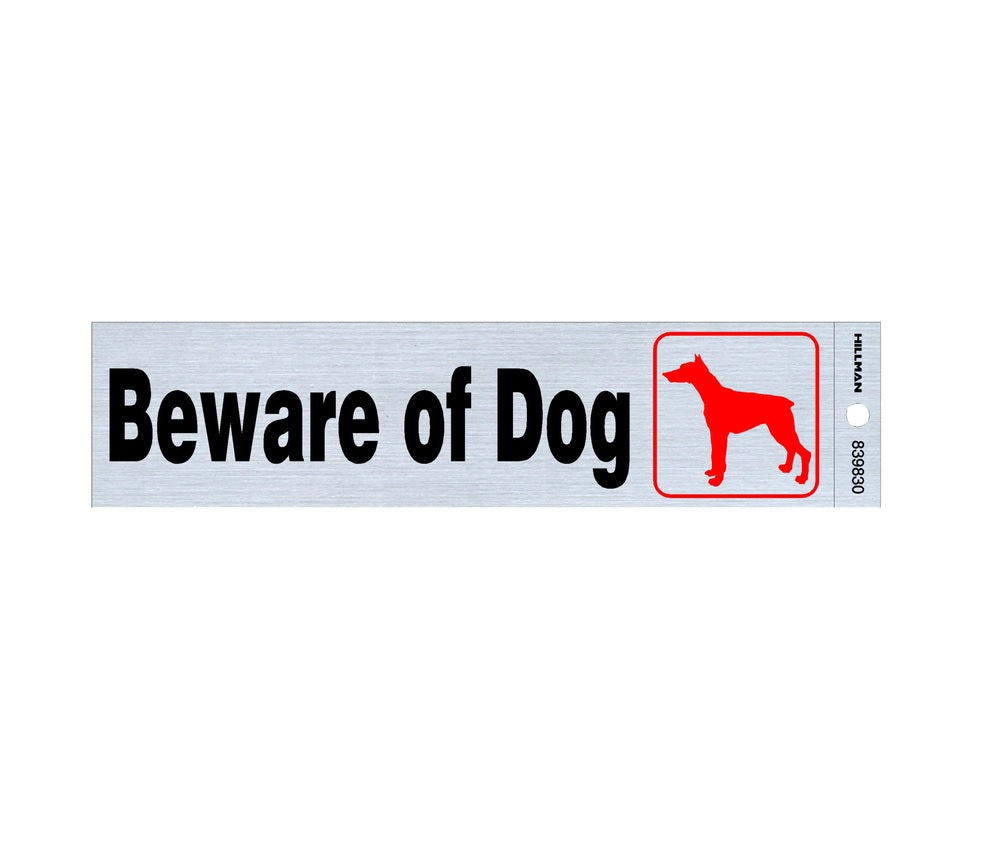 Hillman 839830 English Beware Decal, 2" x 8", Silver