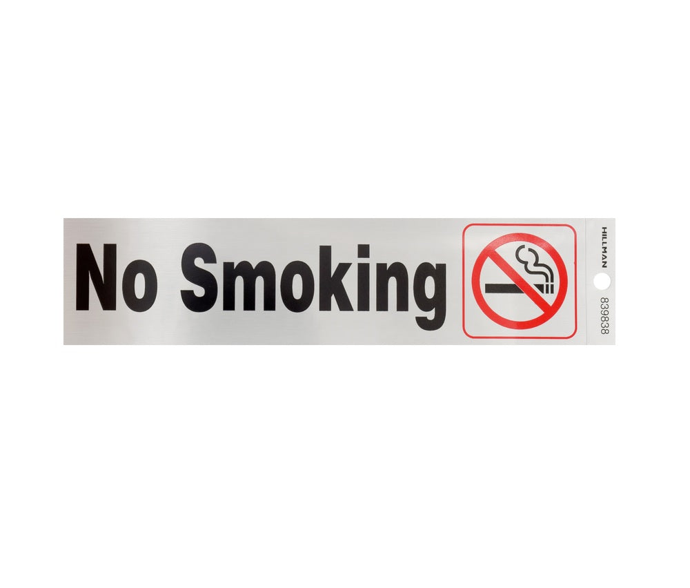 Hillman 839838 English No Smoking Decal, 2" x 8", Silver