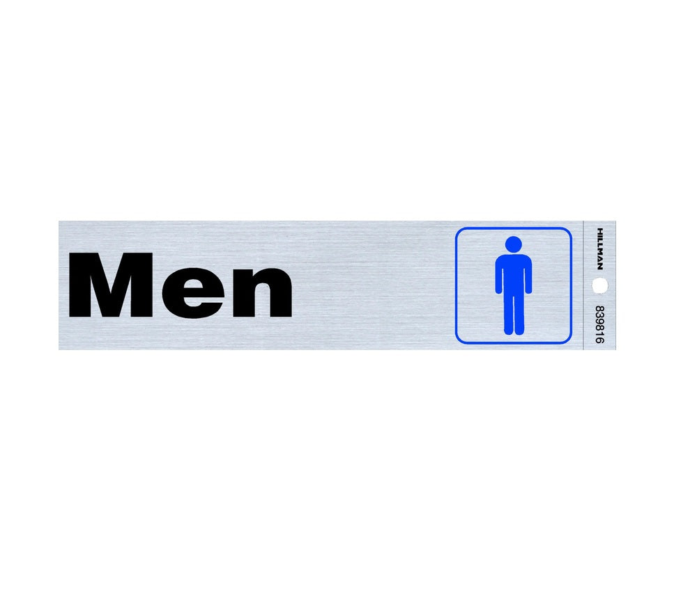 Hillman 839816 English Restroom Decal, 2" x 8", Silver