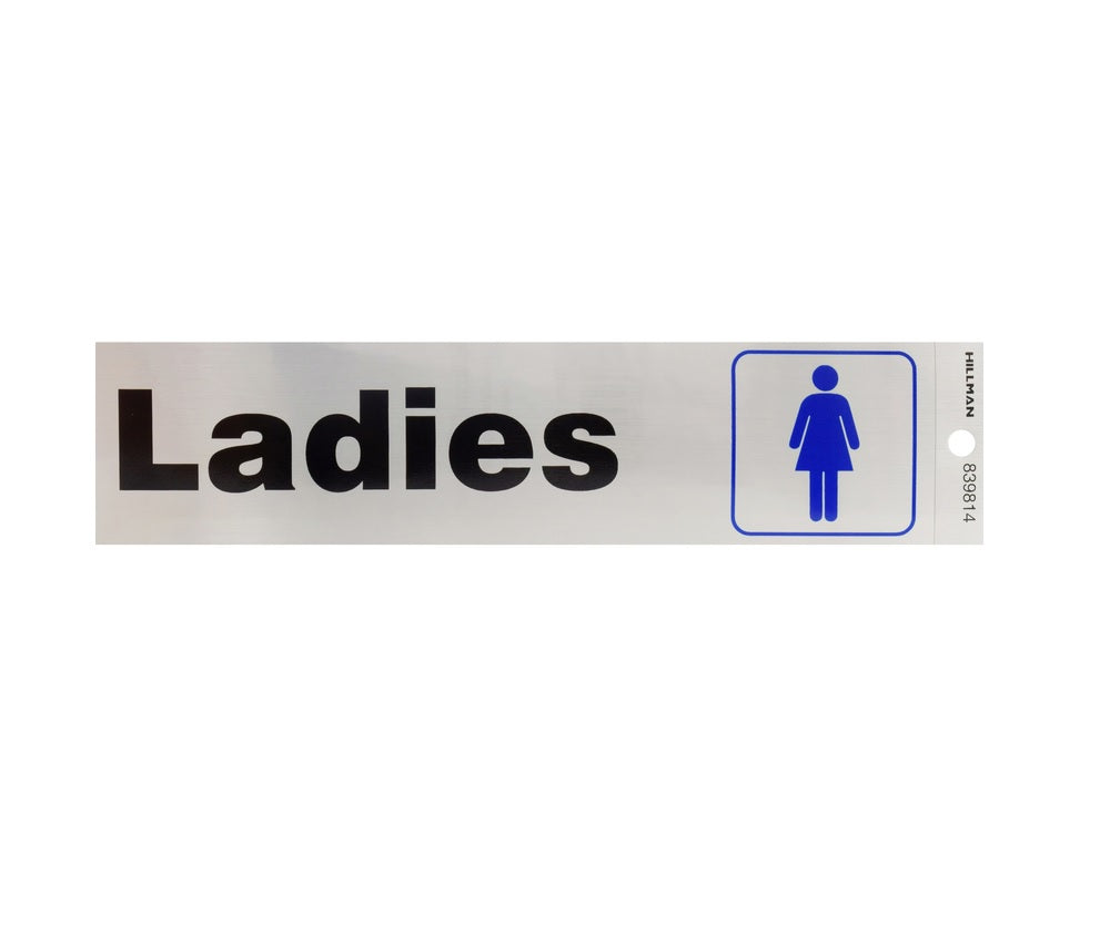 Hillman 839814 English Restroom Decal, 2" x 8", Silver