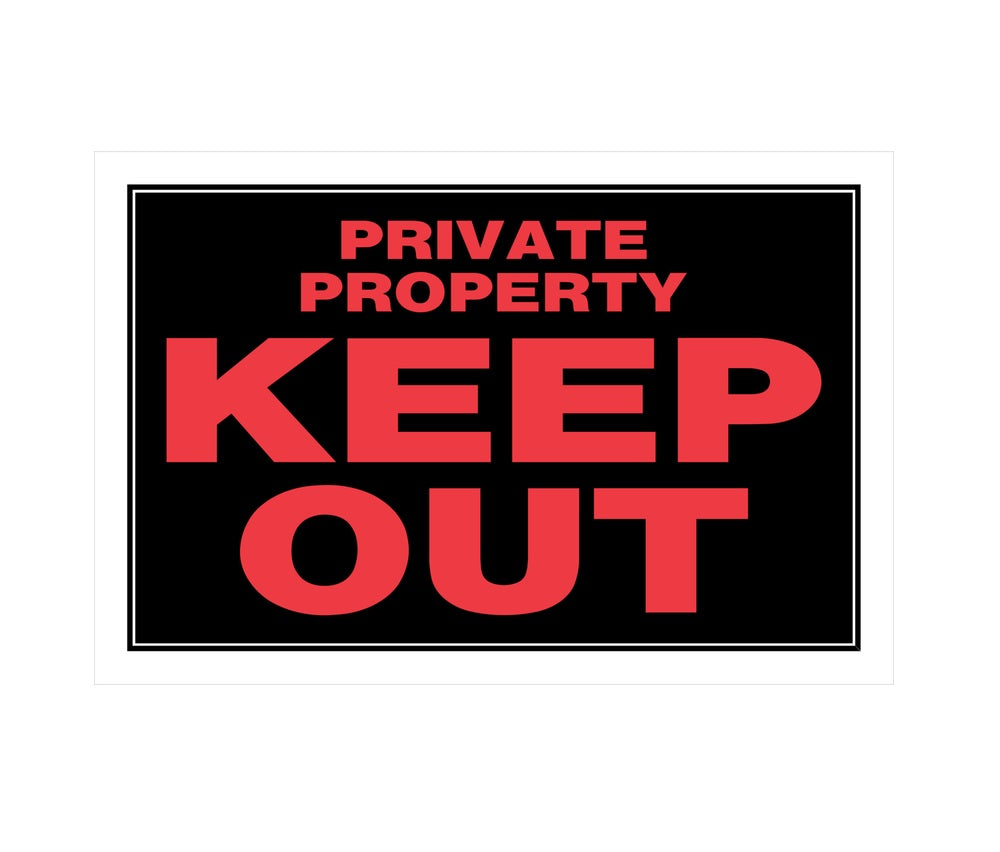 Hillman 839906 English Private Sign, 8" x 12", Black