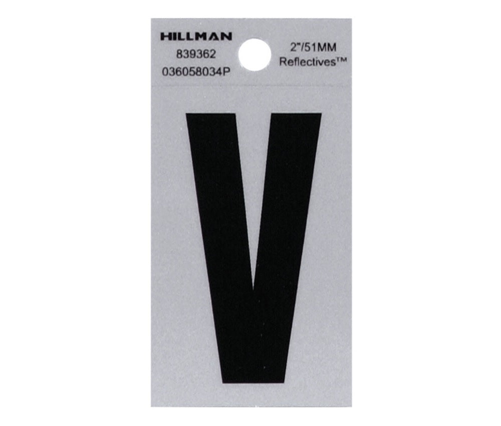 Hillman 839362 Reflective Mylar Self-Adhesive Letter, Black, 1 pc.