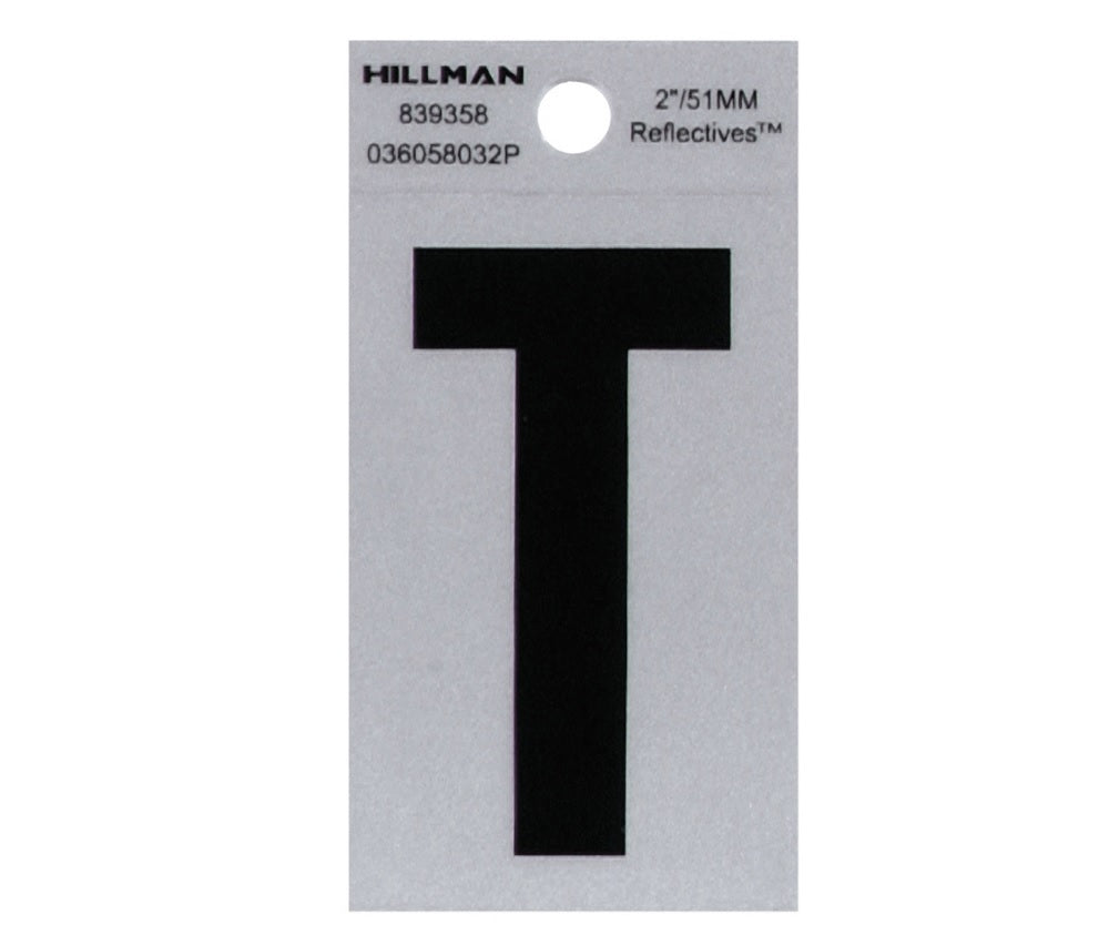Hillman 839358 Reflective Mylar Self-Adhesive Letter, Black, 1 pc.
