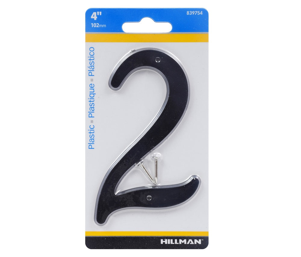 Hillman 839754 Plastic Nail-On Number, 2", Black, 1 pc