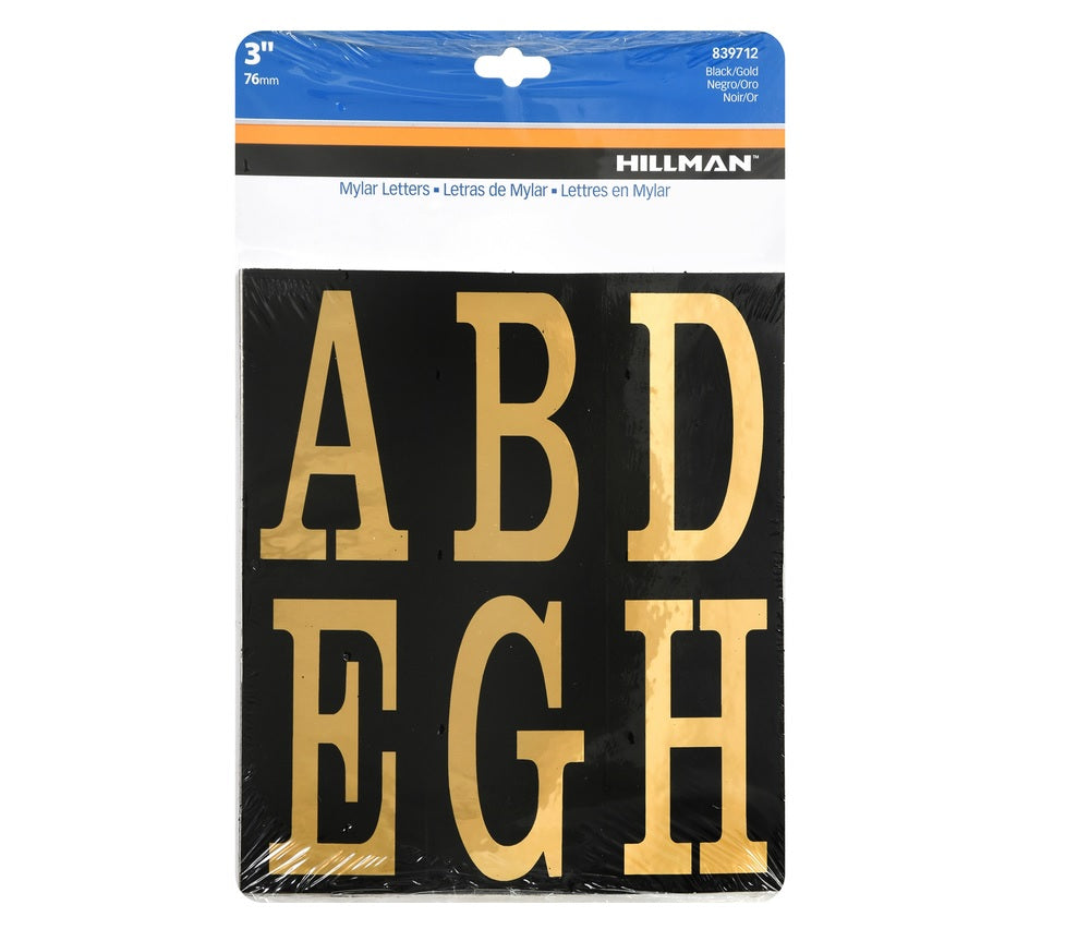 Hillman 839712 Plastic Self-Adhesive Letter Set, Gold, 51 pc.