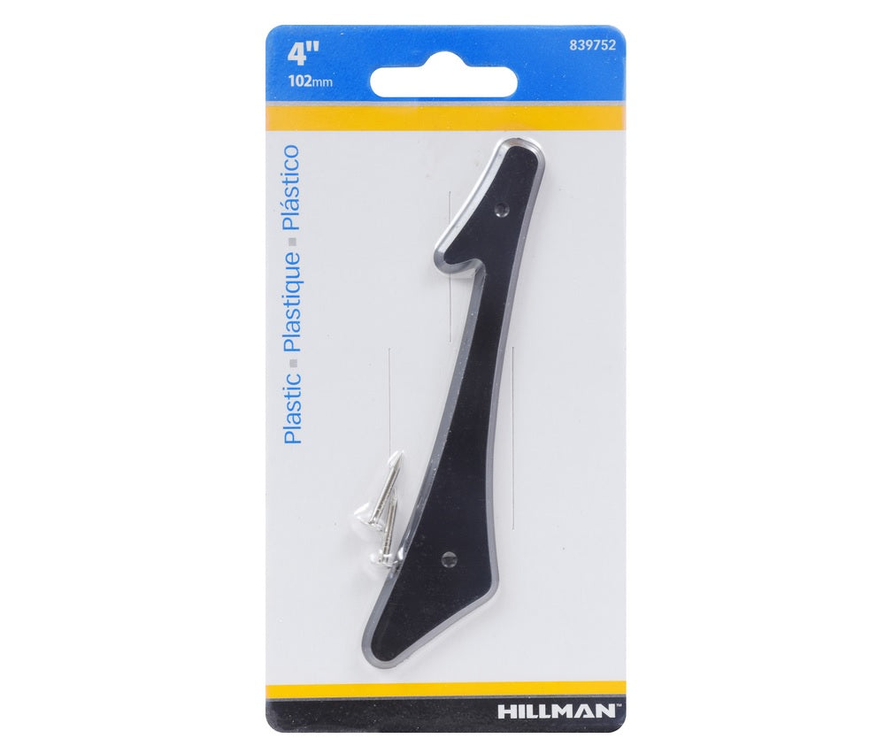 Hillman 839752 Plastic Nail-On Number, 4", Black, 1 pc