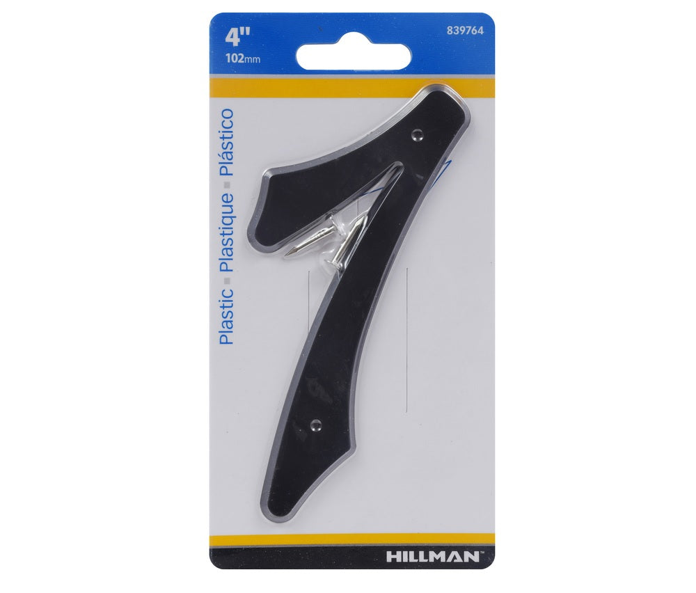 Hillman 839764 Plastic Nail-On Number, 4", Black, 1 pc