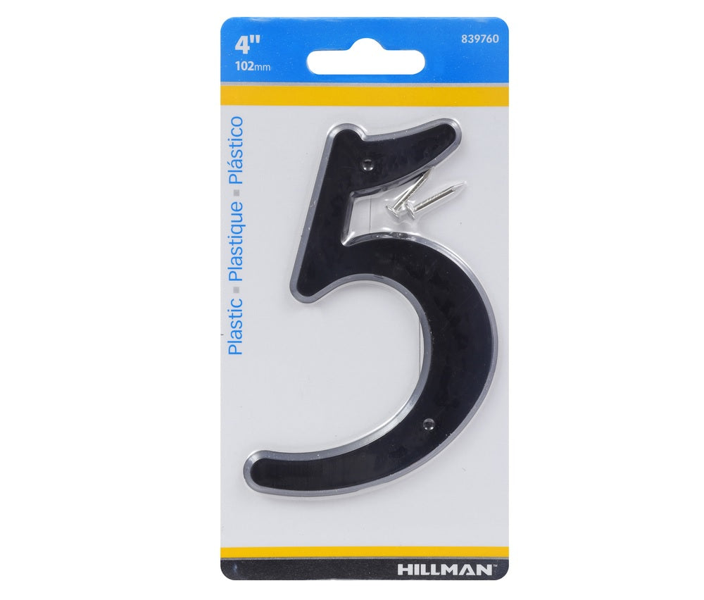 Hillman 839760 Plastic Nail-On Number, 4", Black, 1 pc