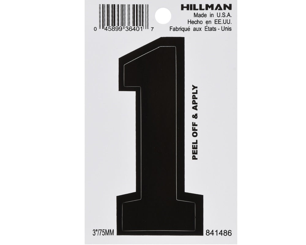 Hillman 841486 Vinyl Self-Adhesive Number, Black, 1 pc