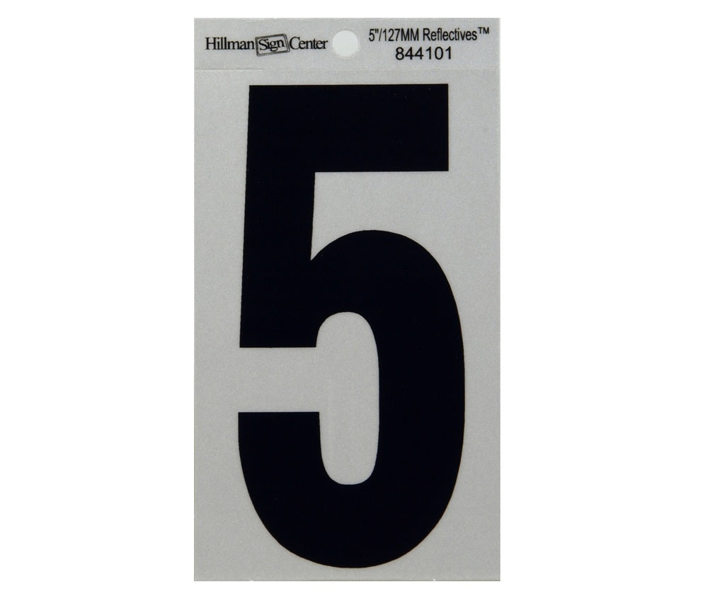 Hillman 844101 Reflective Mylar Self-Adhesive Number, Black, 1 pc.