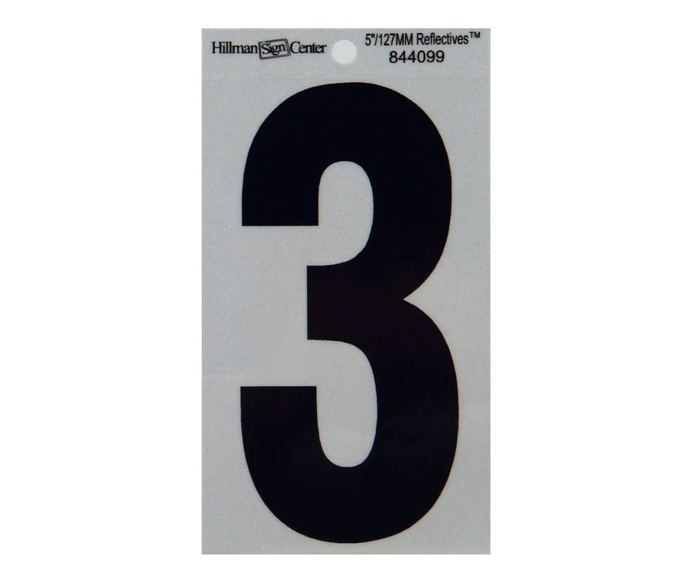 Hillman 844099 Reflective Mylar Self-Adhesive Number, Black, 1 pc