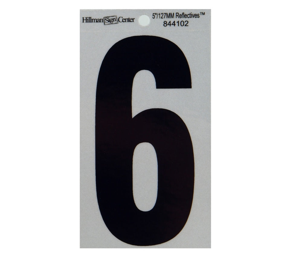 Hillman 844102 Reflective Mylar Self-Adhesive Number, Black, 1 pc