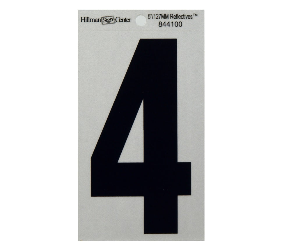 Hillman 844100 Reflective Mylar Self-Adhesive Number, Black, 1 pc.