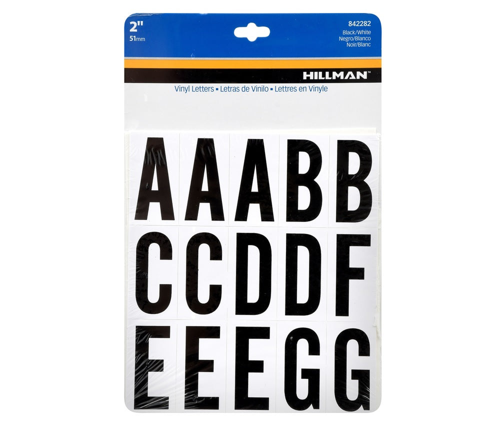 Hillman 842282 Vinyl Self-Adhesive Letter Set, 2", Black, 65 pc.
