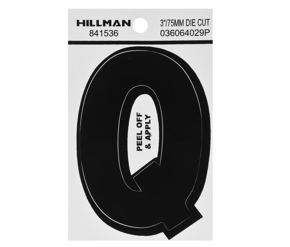 Hillman 841536 Vinyl Self-Adhesive Letter, Black, 1 pc