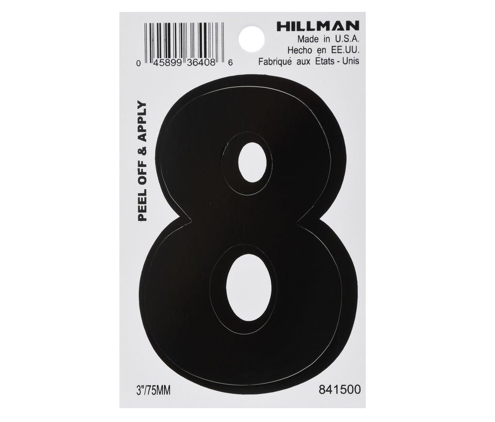 Hillman 841500 Vinyl Self-Adhesive Number, Black, 1 pc.