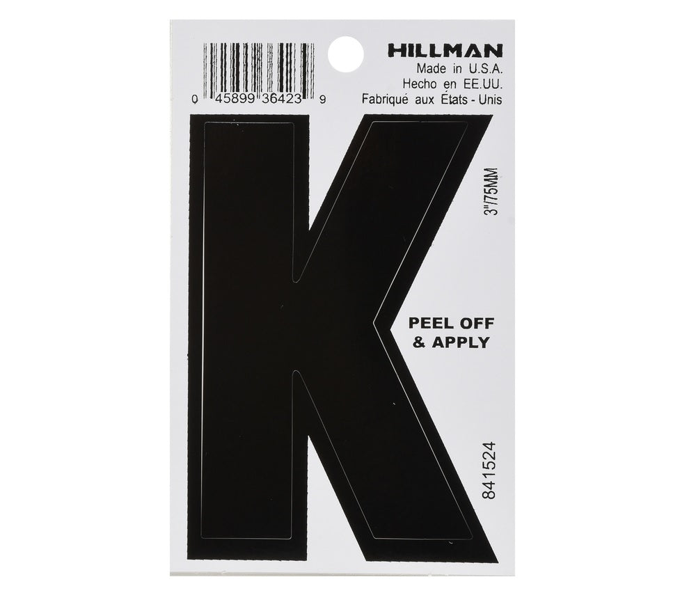 Hillman 841524 Vinyl Self-Adhesive Letter, Black, 1 pc.