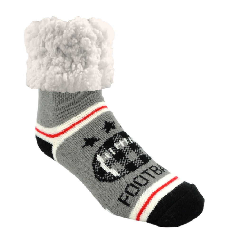Pudus FB-GRY-C Classic Football Slipper Socks, Gray
