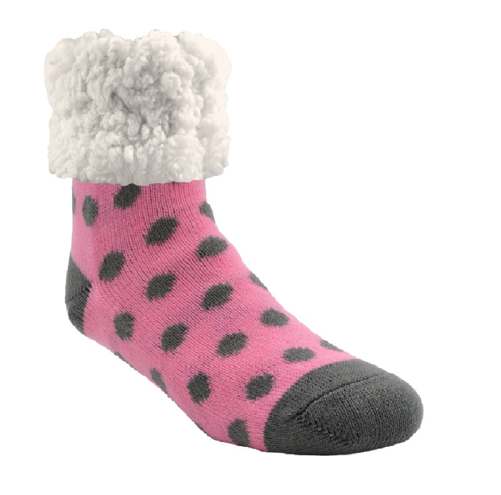 Pudus PD-PK-C Classic Polka Dot Slipper Socks, Pink