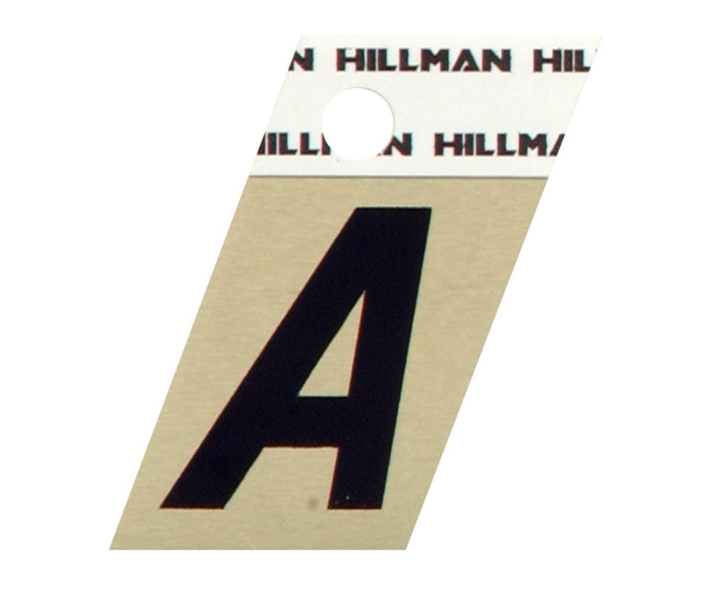 Hillman 840494 Reflective Metal Self-Adhesive Letter, Black, 1 pc.