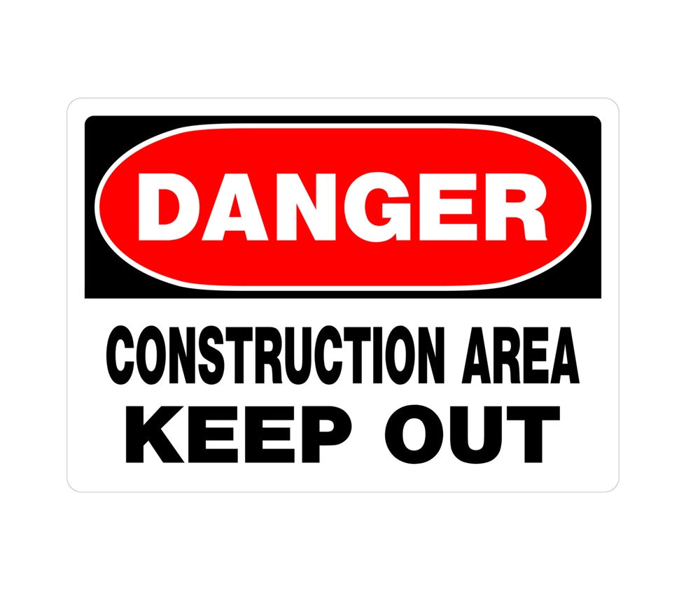 Hillman 842054 English Construction Sign, 10" x 14", White