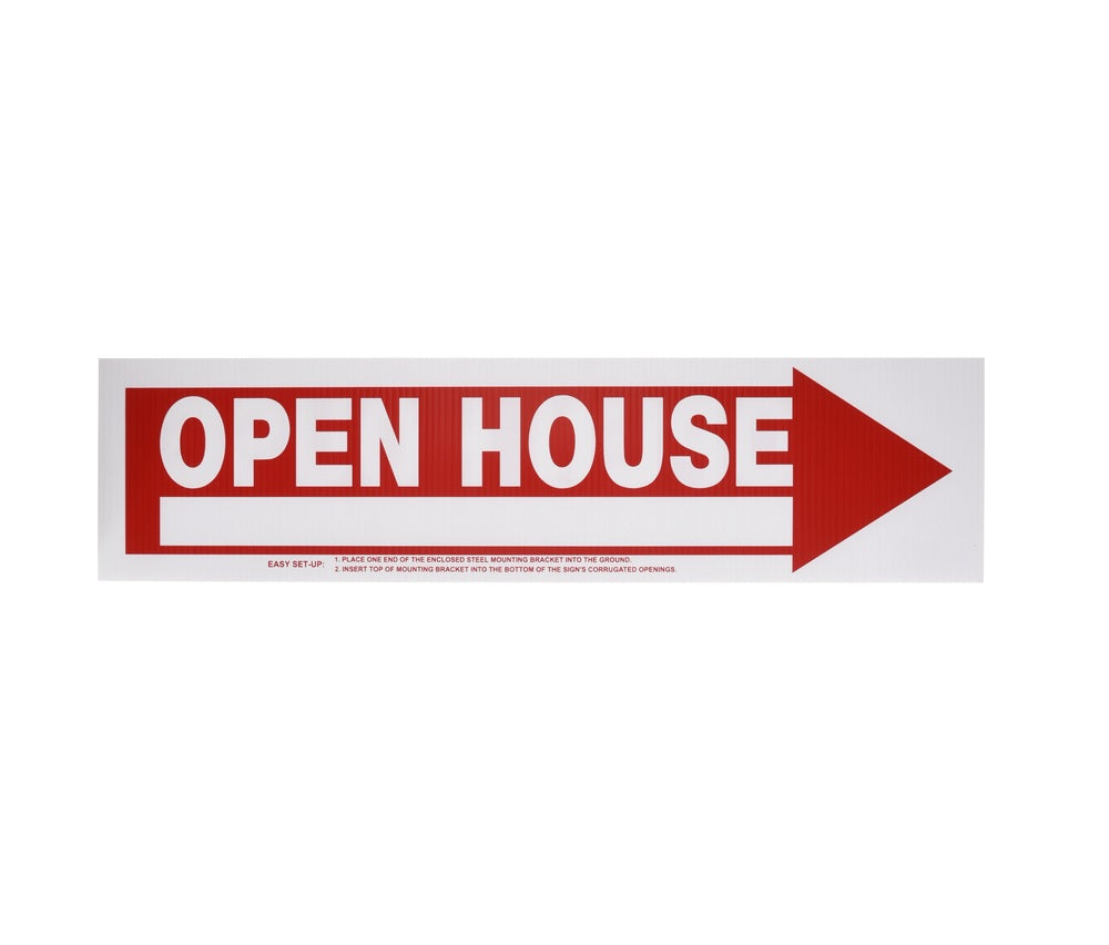 Hillman 842232 English Open House Sign, 6" x 24", White