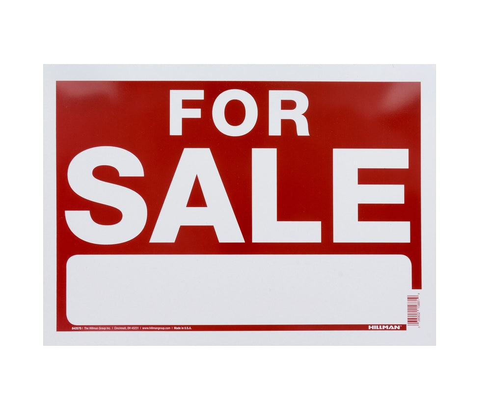 Hillman 842575 English For Sale Sign, 10" x 14", Red