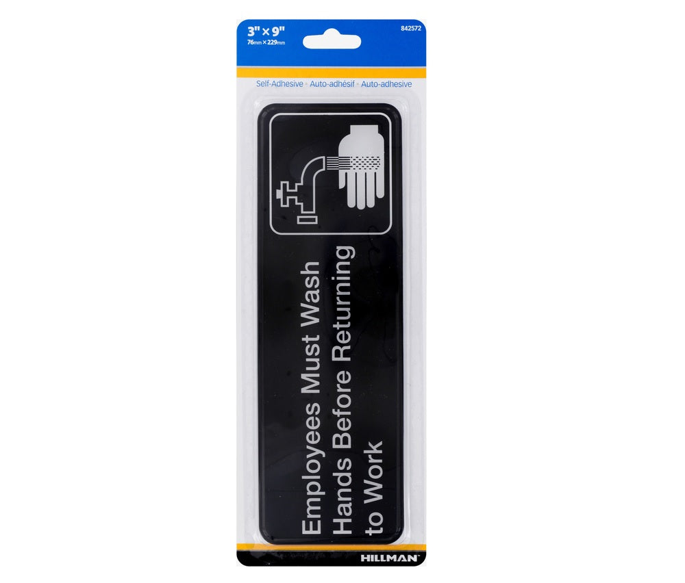 Hillman 842572 English Health Safety Plaque, 3" x 9", Black